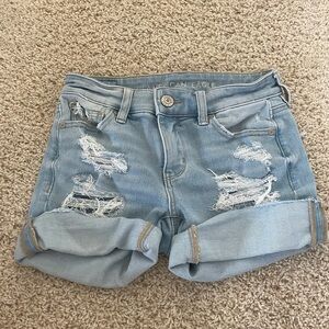 American Eagle Outfitters Light Blue Ripped Jean Shorts